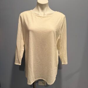 Chico’s Ultimate Tee 3/4 Sleeve Top – Size 3 (US 16–18) – Cream / Soft Ivory